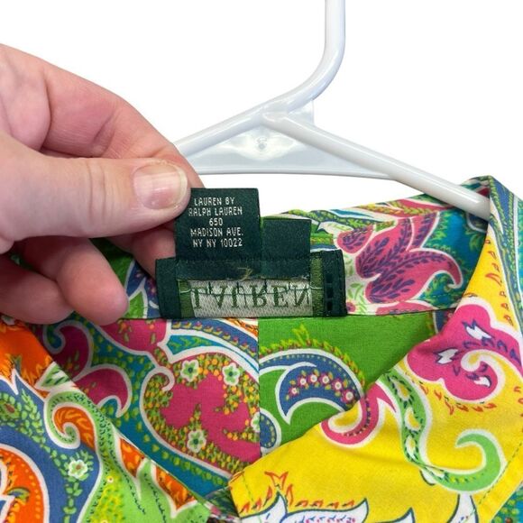 3x xxxl Lauren Ralph Lauren Multi Color Paisley Pattern Button Down Shirt cotton - Picture 7 of 16